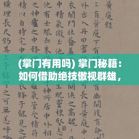 (掌门有用吗) 掌门秘籍：如何借助绝技傲视群雄，独步武林的三大要领讲解